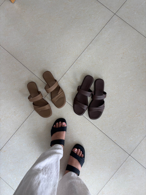 Summer Double Straps Slid-On Sandals